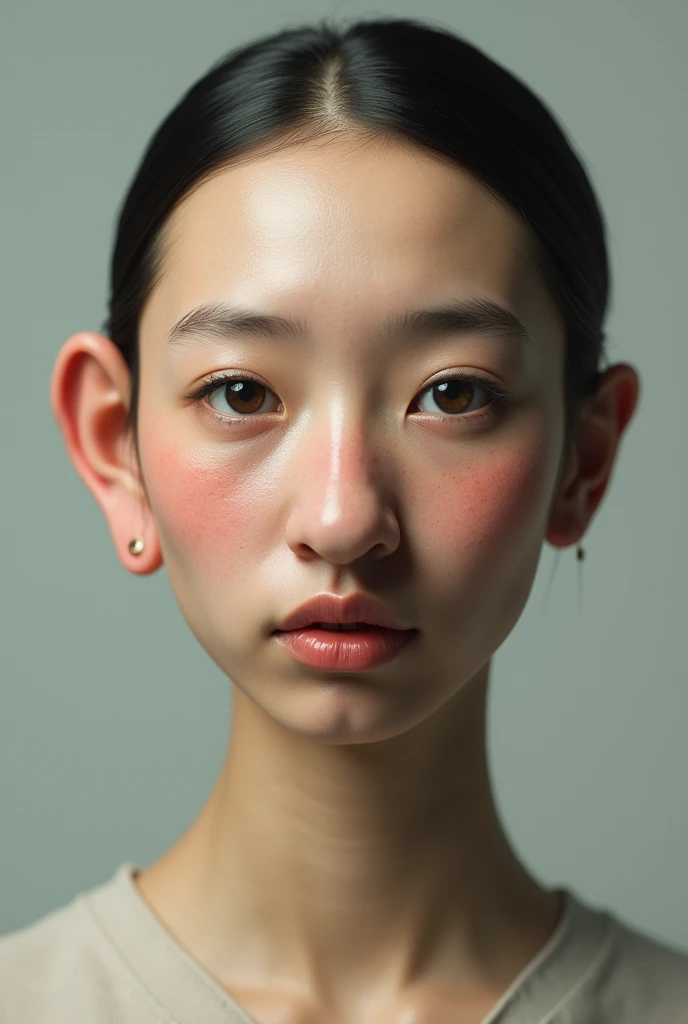 Front view face with an ear on the nose