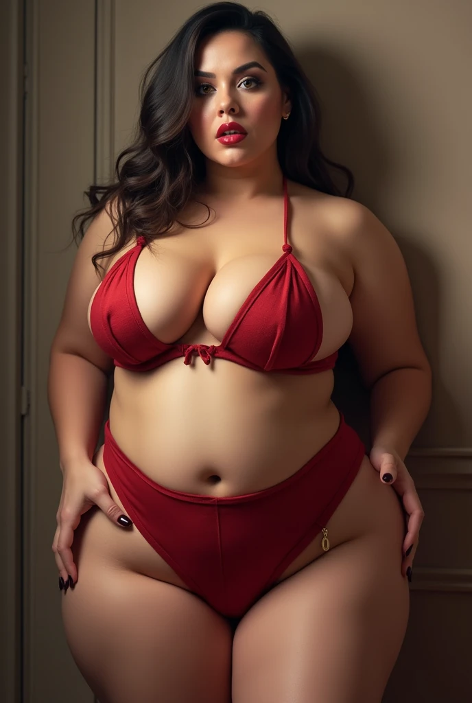 49 yo mature MILF Aishwarya Rai, red net micro bikini, thigh high boots, ponytail hair, bright sunny day scene, athletic curvaceous milf body, lying in hammock , hourglass milf figure, perfect breasts, seductive expression on her face, look at a camera and wink one eye, soft volumetric lights, intricate details, (ArtStation:1.2)