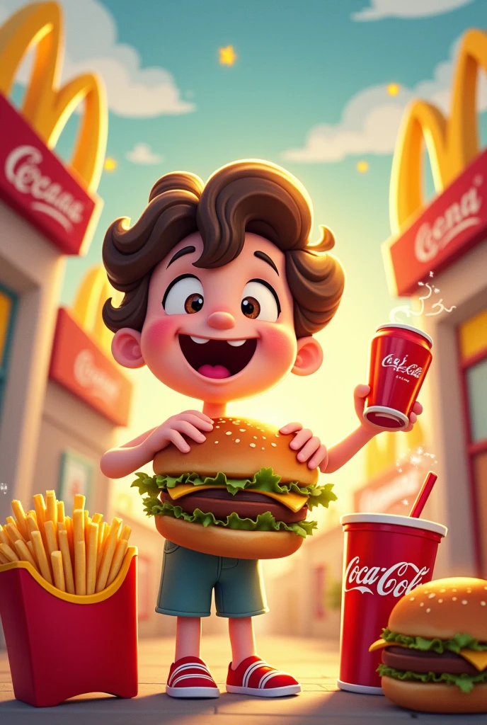 I love McDonald's so much(love),I love McDonald's Big Mac burger,I love eating McDonald's French fries,I love eating McDonald's Ice Style,I love drinking McDonald's Coke(Want cartoon q picture)