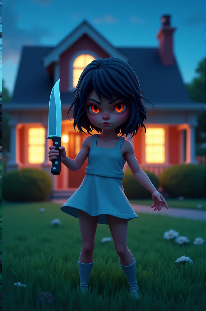 Horror girl knife cute house night fortnite