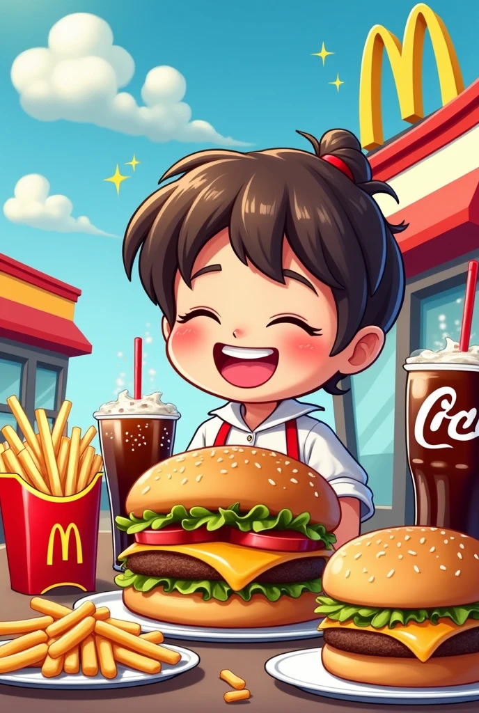 I love it so much(love)McDonald's,我愛吃McDonald's大麥克漢堡,我愛吃McDonald's薯條,我愛吃McDonald's冰炫風,I love drinking coke(Want cartoon q picture)