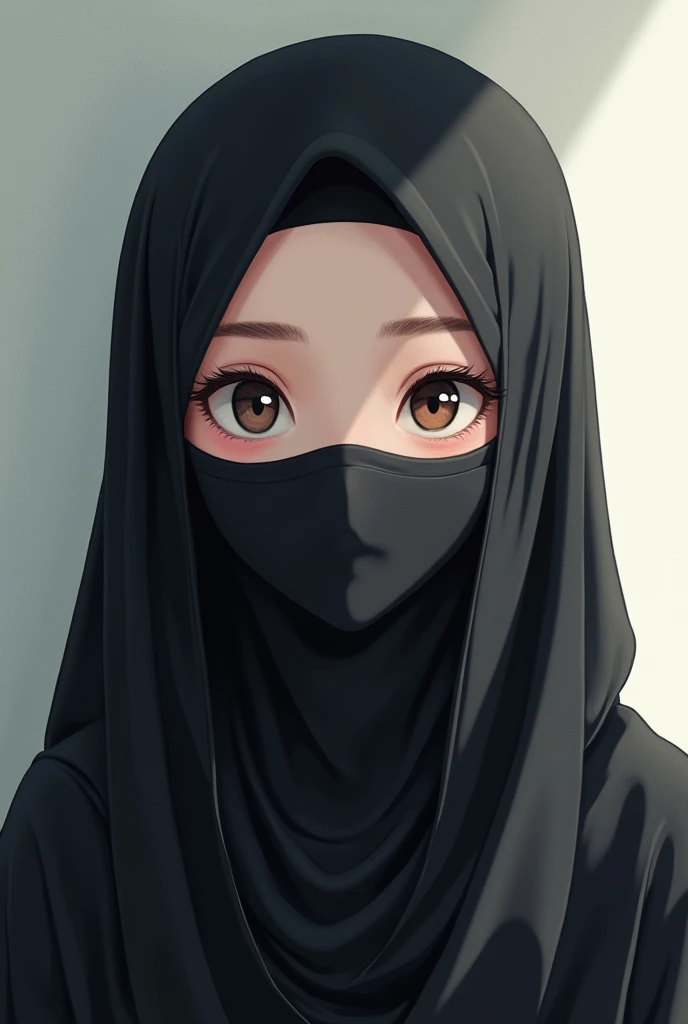 Muslim girl black
hijab face cover anime
