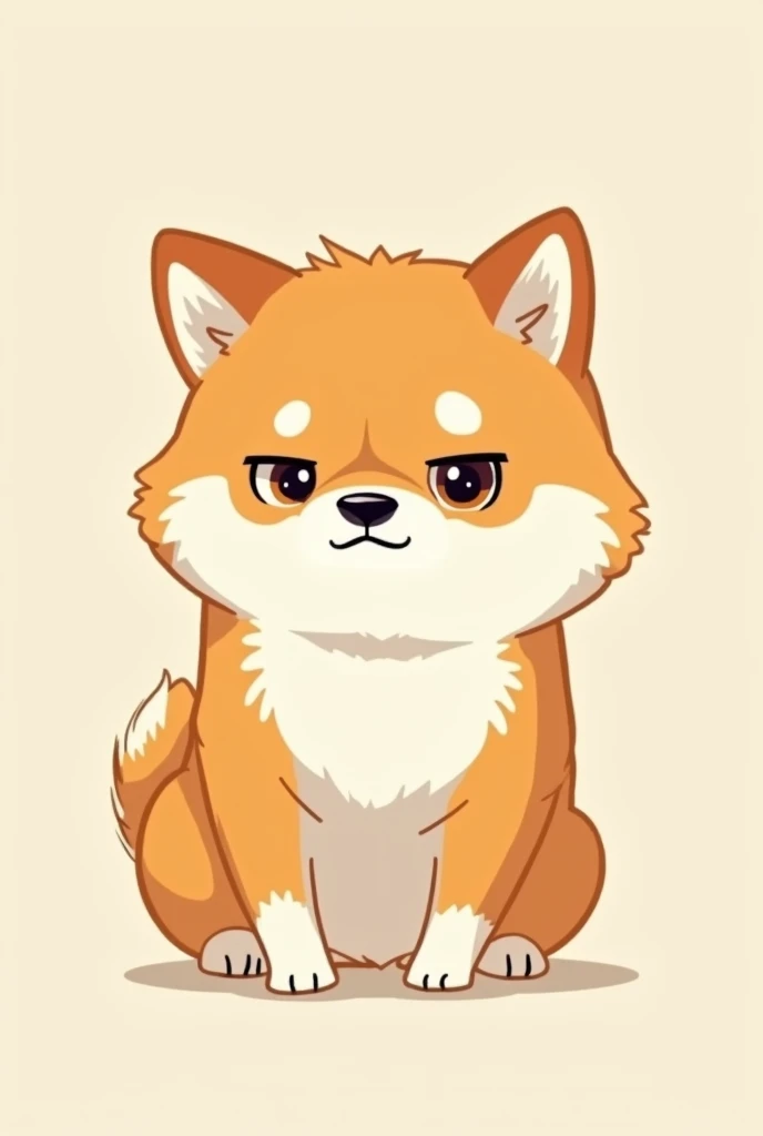 Shiba dog with sad face with angle face look into screen, make cartoon

