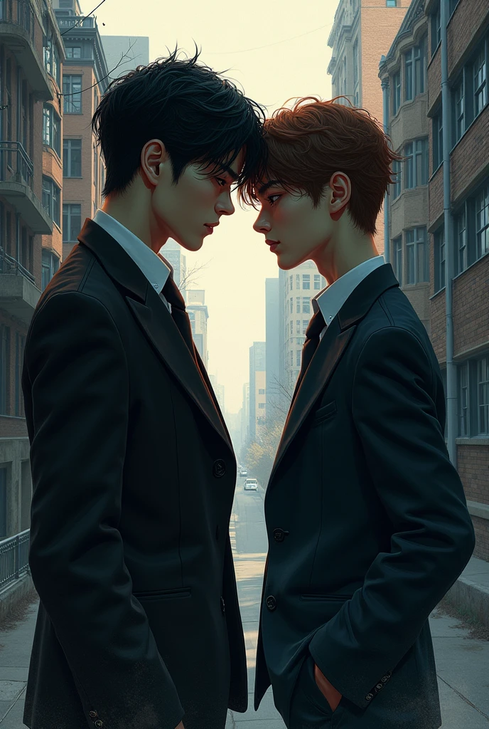 Make a Gay Romance Book Cover Theme :Challenges of an unlikely love The story is about a mobster and a college student, I want the cover style like manga Author:Luabih
