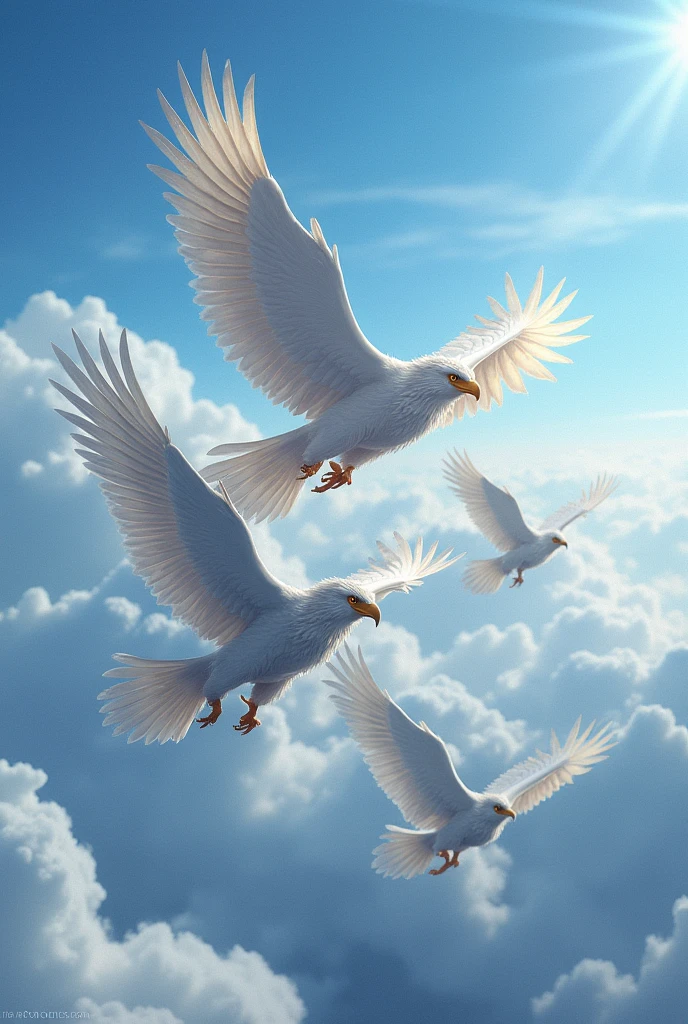 A pack of griffin flying on the sky,