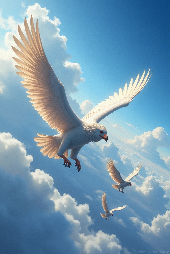A pack of griffin flying on the sky,