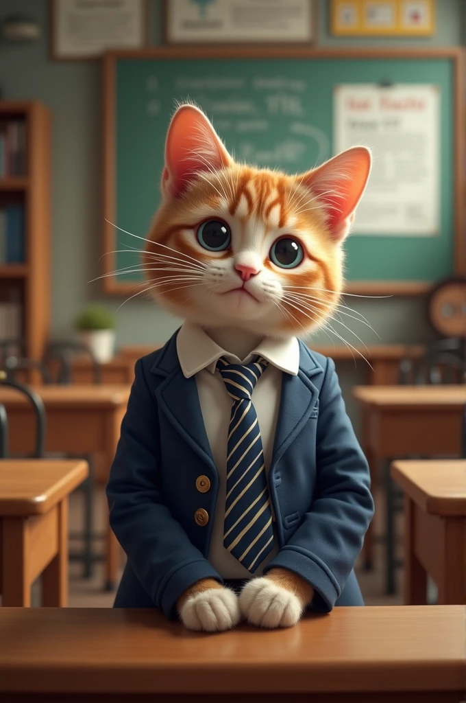 cat wearing school clothes