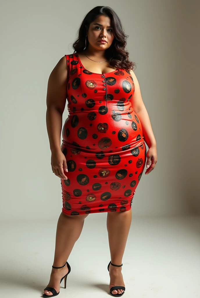 A full woman, warning apple dress
