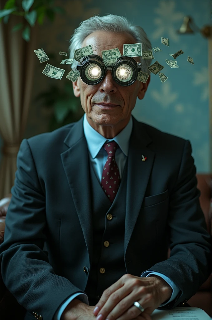 Cameraman with Money eyes and with Money