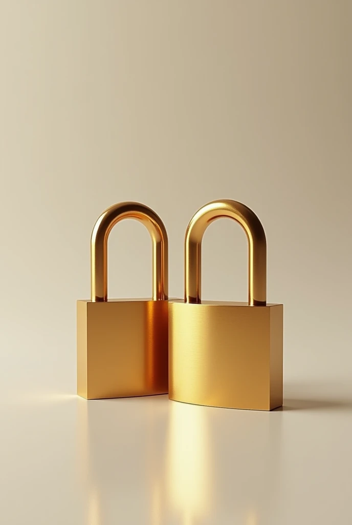 CLOSED GOLDEN PADLOCK AND THE SAME OPEN PADLOCK NEXT TO IT