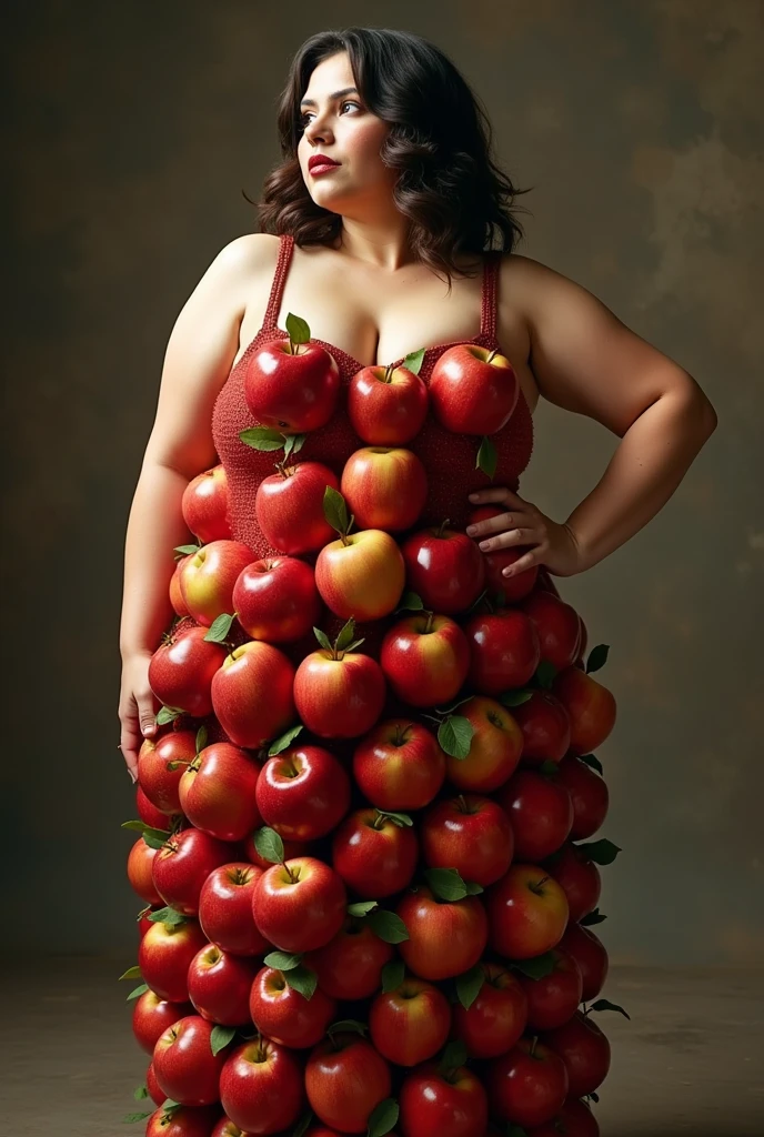 A full woman, warning apple fruit dress

