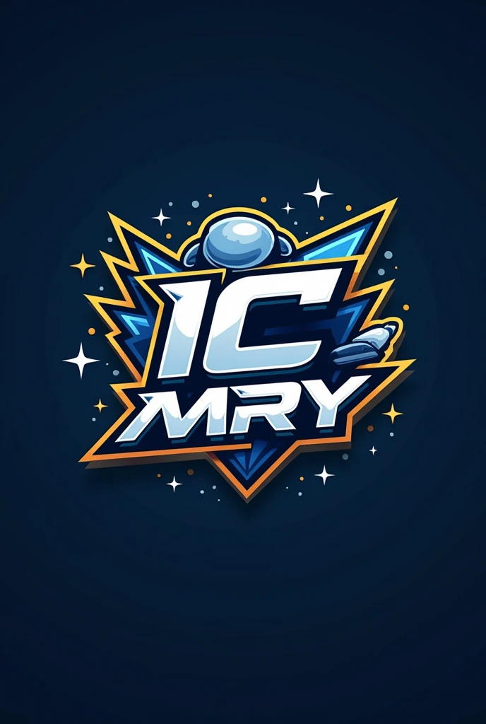 "Design a modern and dynamic Team logo for a Team named 'IC MRY'. The logo should feature a Inventory theme, with a bold and energetic design. Include elements like a laptop, scanner and barcode, or stumps subtly integrated into the design. The color scheme should be a mix of light blue, silver, Yellow, to convey power and agility. The Team name 'IC MRY' should be prominently displayed in a stylish, sporty font. The overall look should be sharp, professional, and suitable for a jersey and merchandise."