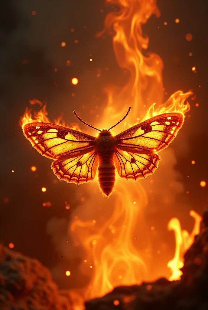Burning moth in fire