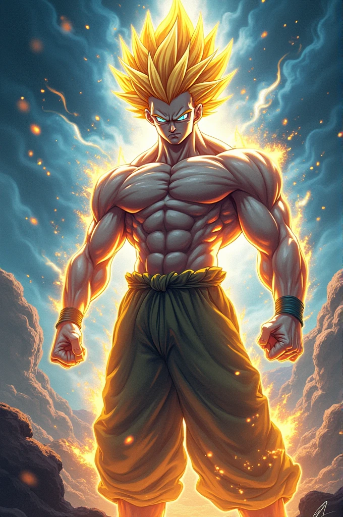 A man with super siyan blue
