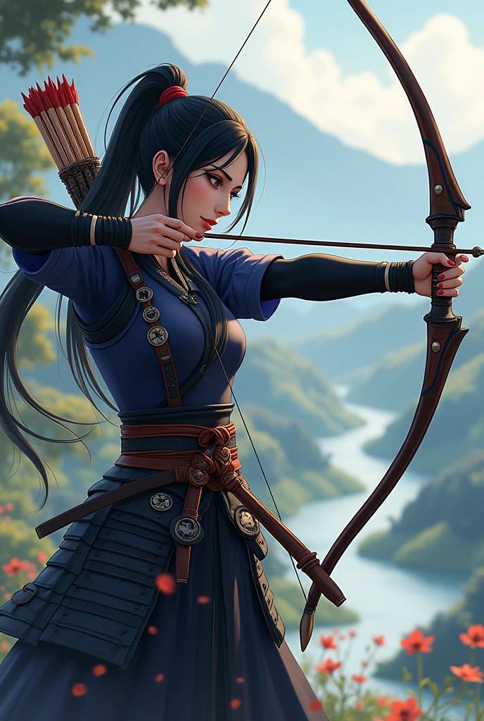 Archer chat humanoïde samurai femme