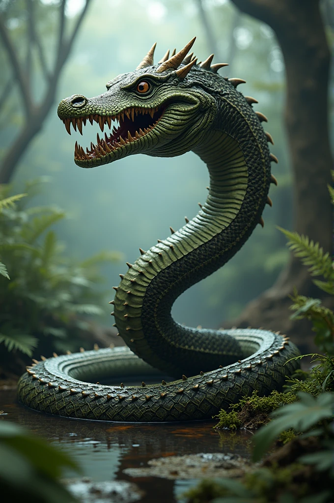 a snake with a crocodile's head