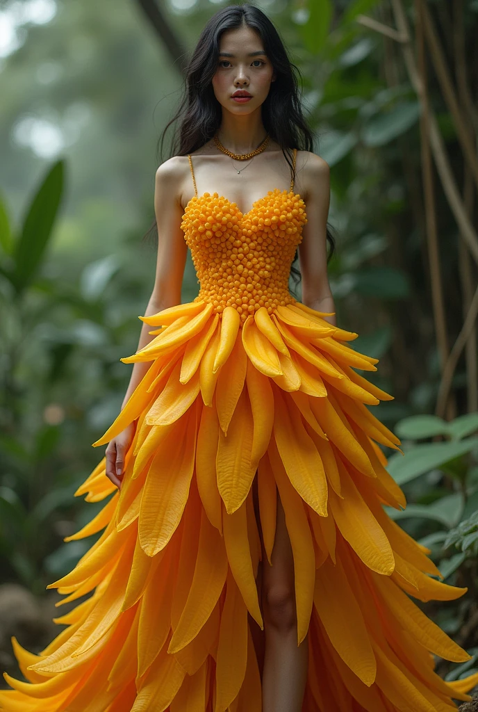 A model woman, warning mangos fruit dress