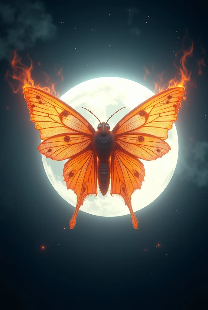 Burning moth  on beautiful white moon