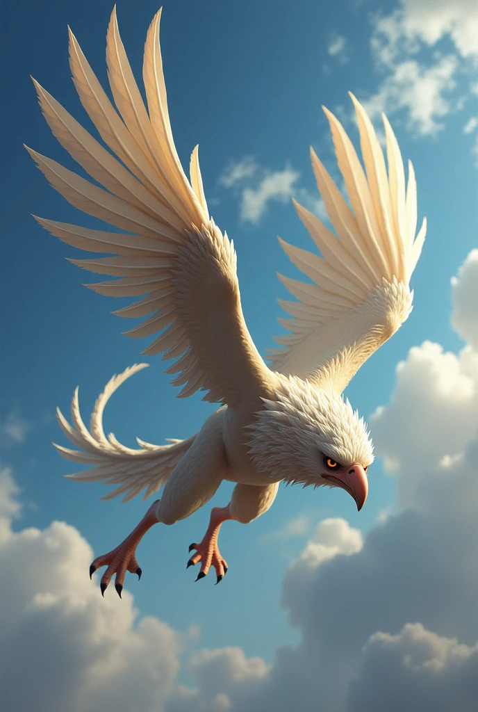 from above, Griffon, (Dive headfirst:1.3, Falling Head, Wings, body and tail pulled by head, Curled front legs:1.2, Streamlined Pose, Wings that fit the body, Wings of the Wind), Toned body, Cool silhouette