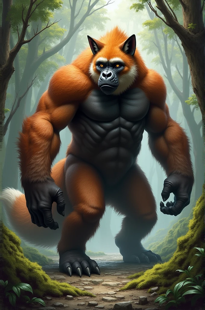 a gorilla mixed with a fox