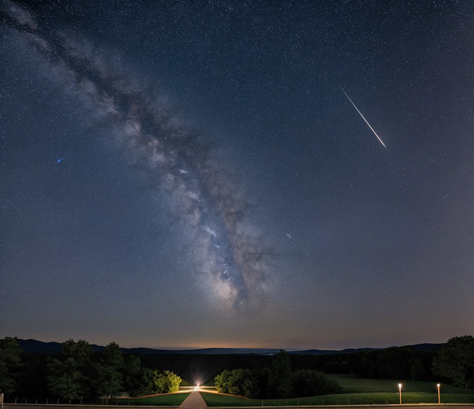 A single meteor in a straight line、Starry Sky