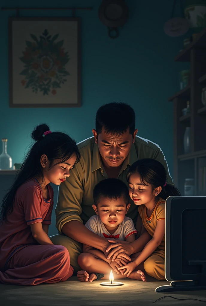 Nepali family see TV and they are crying all family