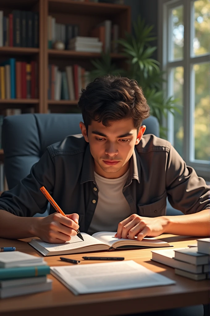 Man studying for competitive exams
