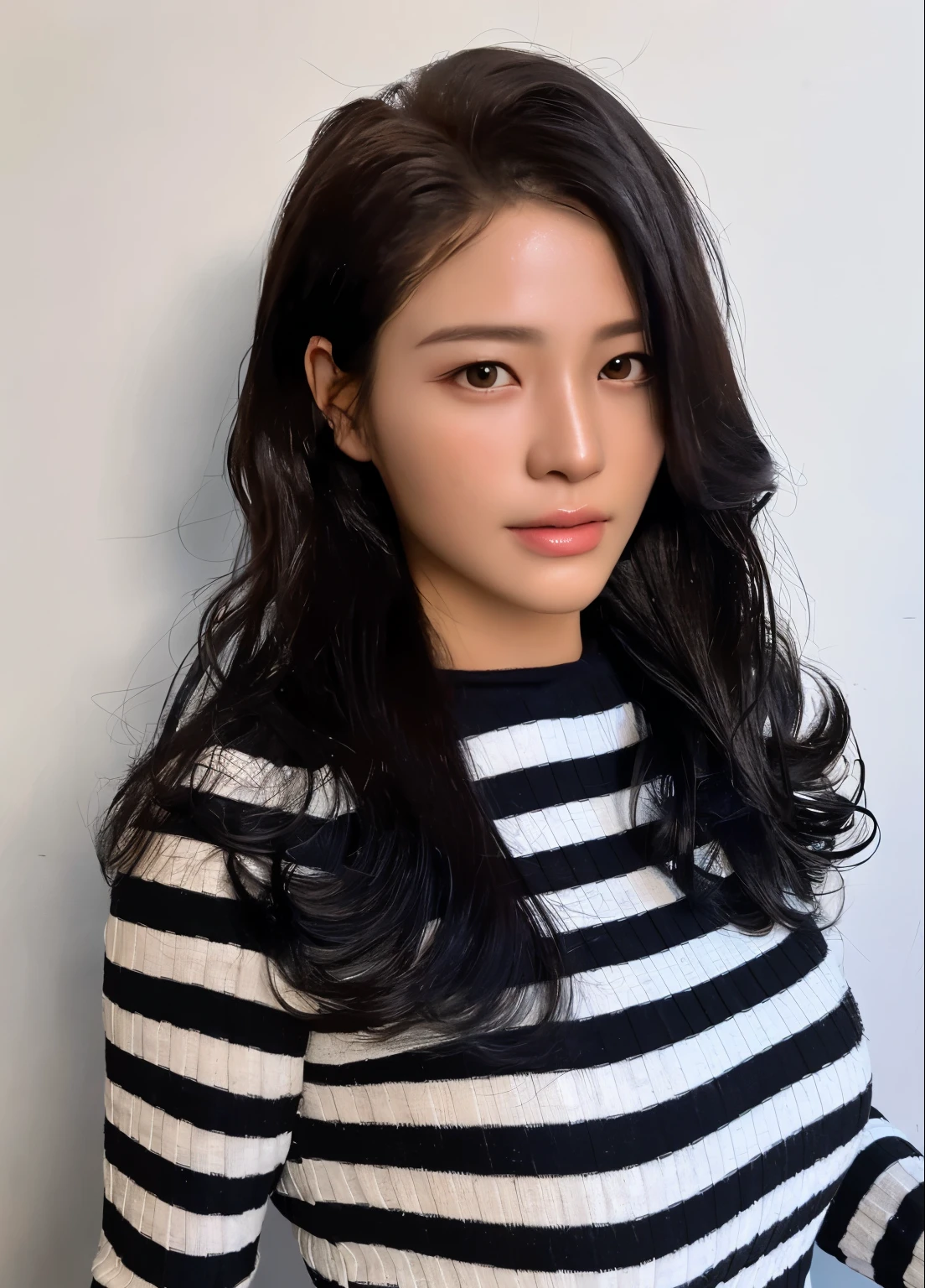 Best Quality, 8k, Masterpiece, (Portrait: 1.3), (photo realistic:1.4), (hyper realistic:1.4), Sharp Focus, looking at viewer, (smoother lighting:1.1), (increase cinematic lighting quality:0.9), realistic lighting, backlighting, light on face, ray trace, (brightening light:1.2), (Increase quality:1.4), sharp detail, (best quality real texture skin:1.4), finely detailed eyes, black_eyes, finely detailed face, 2 Korean woman