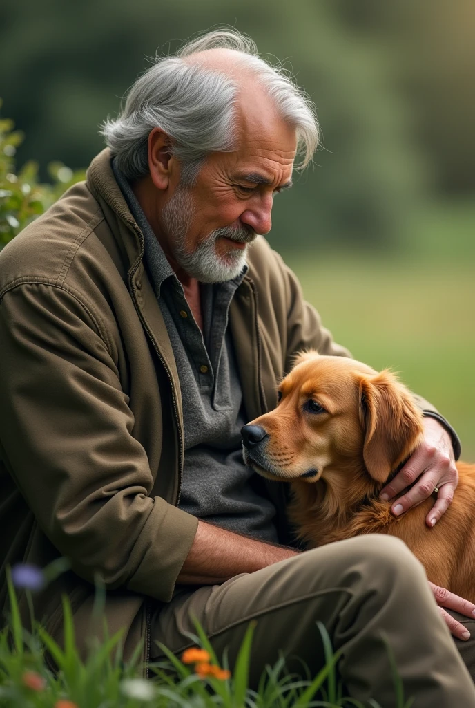 Man sitting with dog