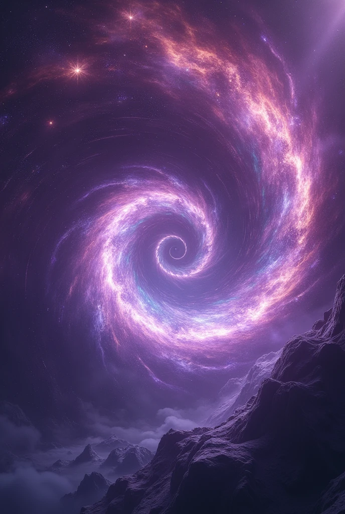 Wormhole inside another purple wormhole with rays and this one absorbing galaxies 

