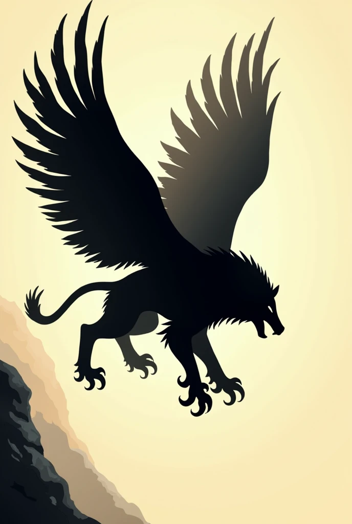 Griffon, Falling from the head, Extreme Speed, Straight line silhouette, (Lion limbs:1.2)