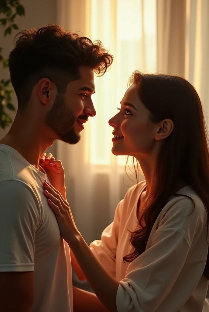 Girl  teaching to man how to love someone 