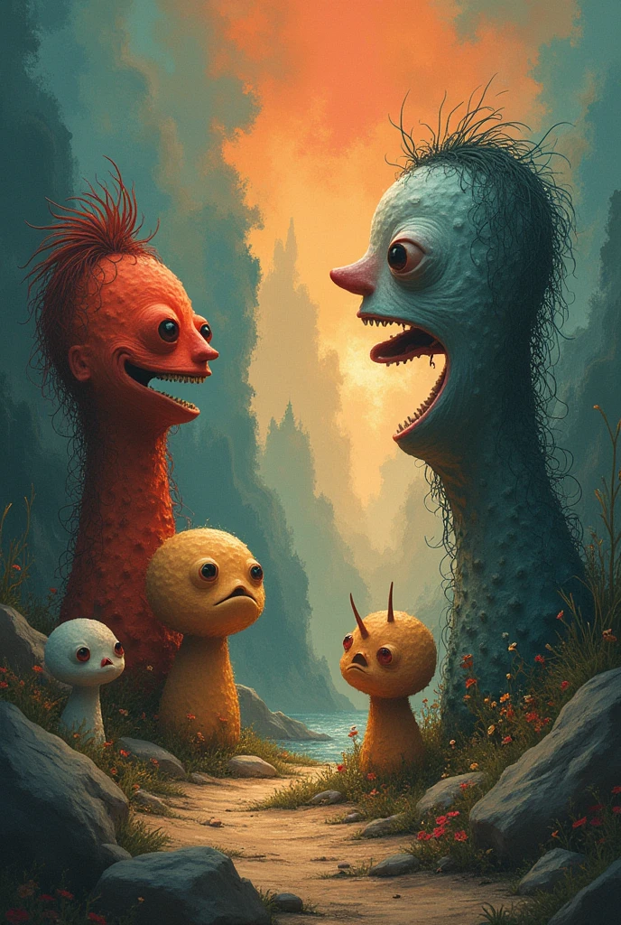 The inner world background image of cute emotions includes anger.,hapiness,Hate,anxiety,shy,world-weariness