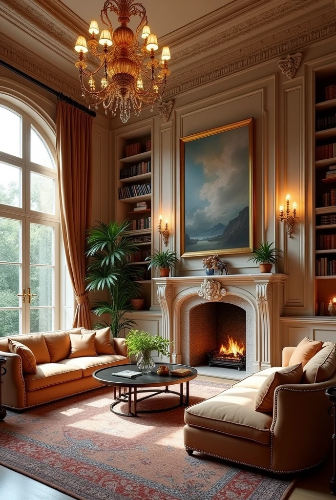 European villa living room