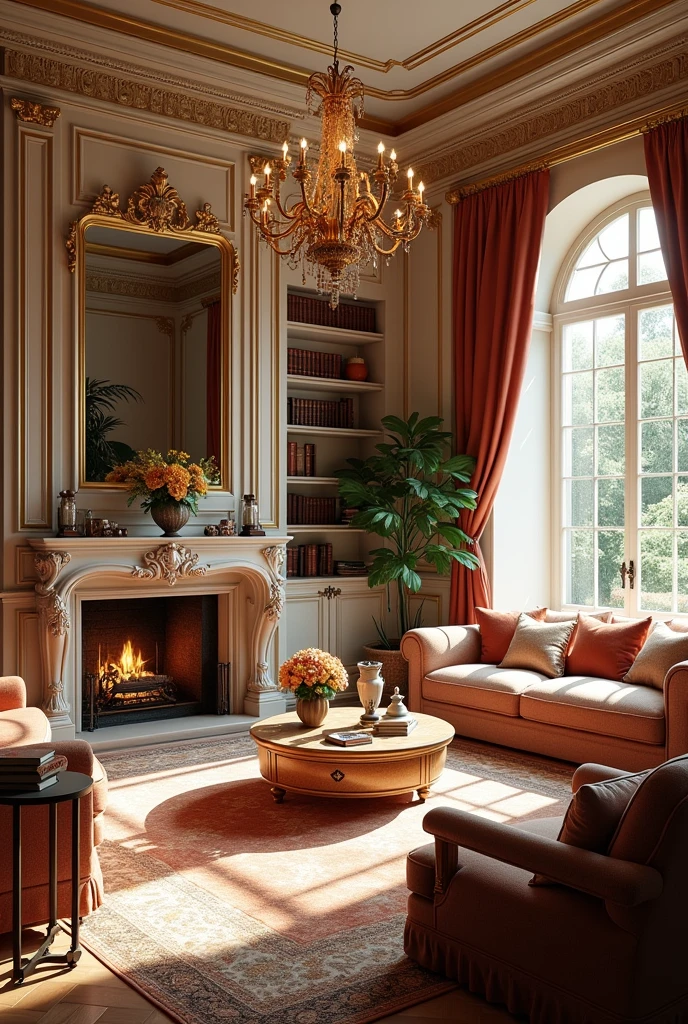 European villa living room