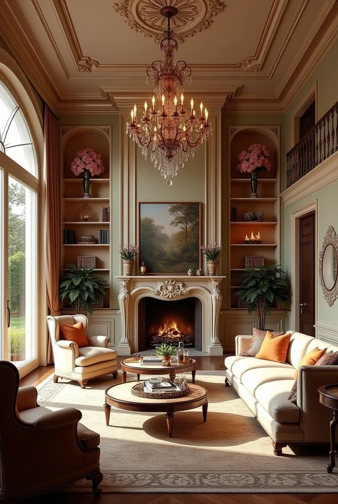 European villa living room