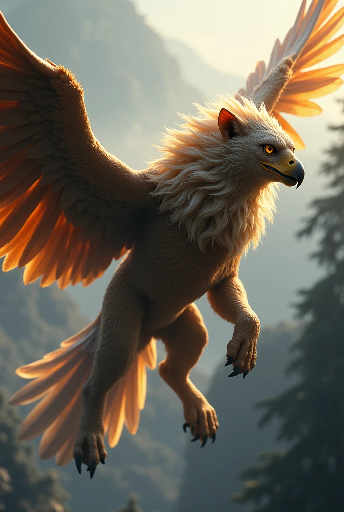 Griffon, (Falling from the head), Extreme Speed, Streamlined silhouette, (Lion limbs:1.2)