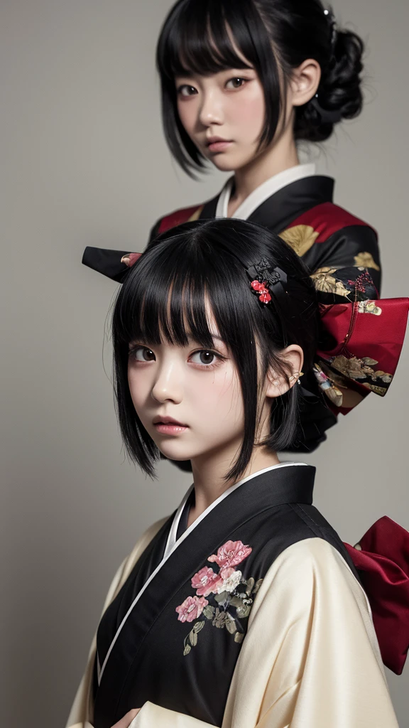 masterpiece, Highest quality, 1 , kimono，Black Hair, Black eyes, Bob、Background Horror，Anime characters