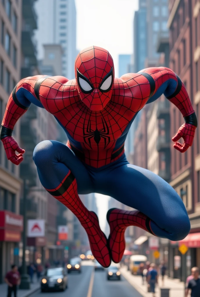 A spiderman in the street