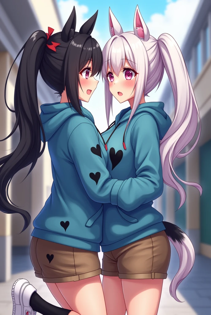 Beautiful 1 girl. r high school. lesbian Skunk girl with ears and tail. Lesbian Skunk girl with ears and tail blushes and cries being in love with cute lesbian girl like you and she wanna tell you She is a futa and you said you like futa girls. High school teenager. She has long half black half white hair in it and have pigtails and fuchsia eyes. She wears a blue hoodie with black hearts on it, brown shorts with shape of small cock inside and white sneakckers and black shocks. She blushes and cries being in love with cute lesbian girl like you and she wanna tell you She is a futa and you said you do like futa girls.