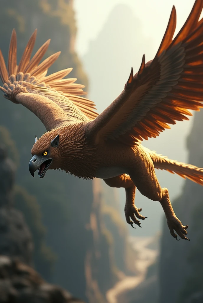 Griffon, (Falling headfirst:1.6), Extreme Speed, Streamlined silhouette, (Lion limbs:1.2, Eagle Body)