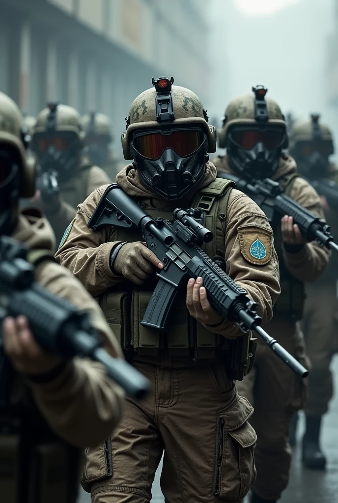 Many guns and many soldiers