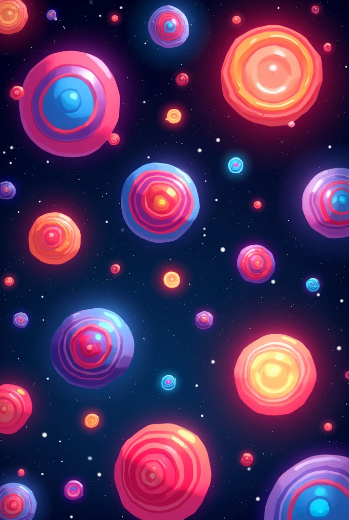 Cute round color block background picture background dark,The round color blocks should be bright and high-saturation with a sense of cosmos.