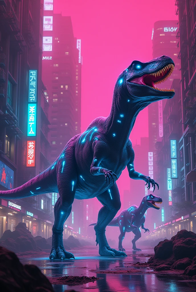 Dinosaurs is neon city pink lights