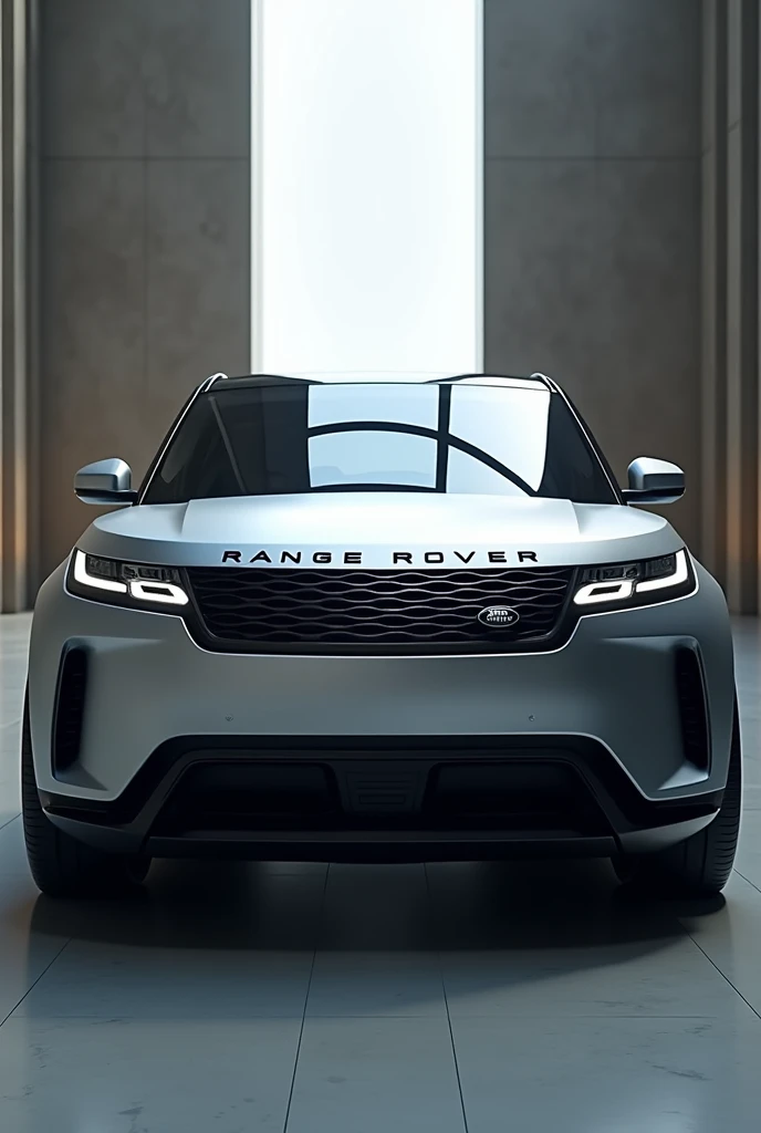 a silver range rover parked in a large room with a large window, vehicle photography, new vehicle, the ugliest car in the world, steel gray body, cinematic front shot, vehicle concept photo!!, trending on vehicle design, automotive photography, vehicle design, concept, full view of a car, medium long shot, futuristic product car shot, a wide full shot, front angle