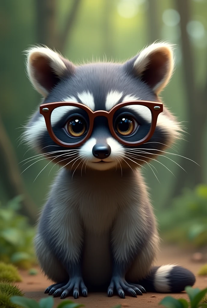 Raccoon wearing glasses
