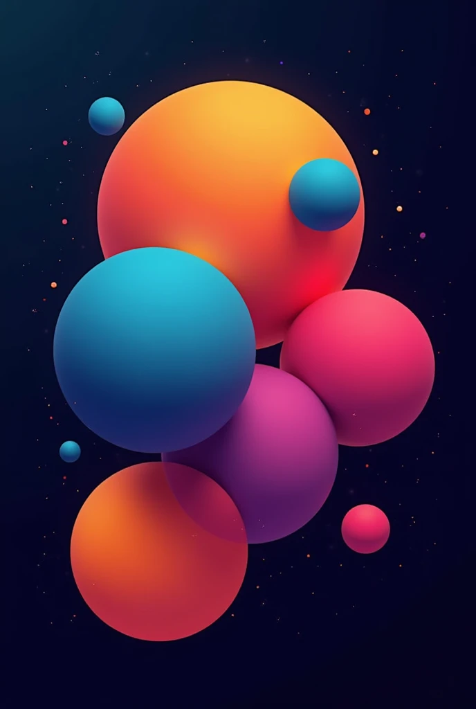 Cute single round color block background image with dark background,The round color blocks should be bright and high-saturation with a sense of cosmos.
