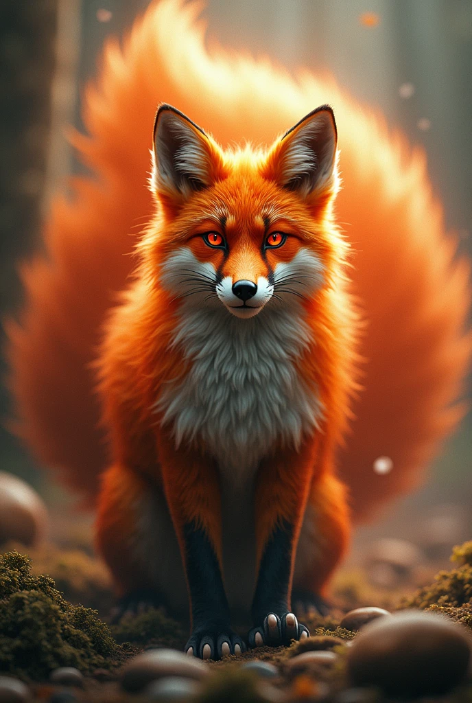 Nine-tailed fox Red eyes Orange fur