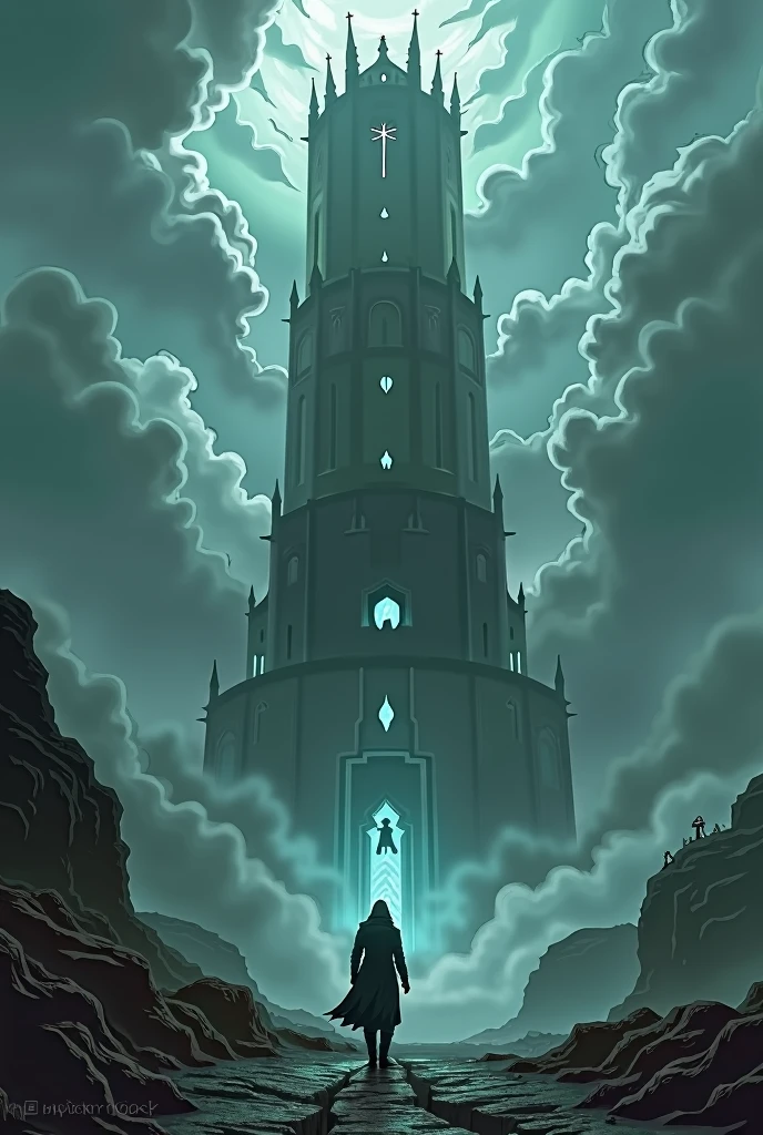 Create me a book cover for my web novel the name of the web novel is the tower of the mystery