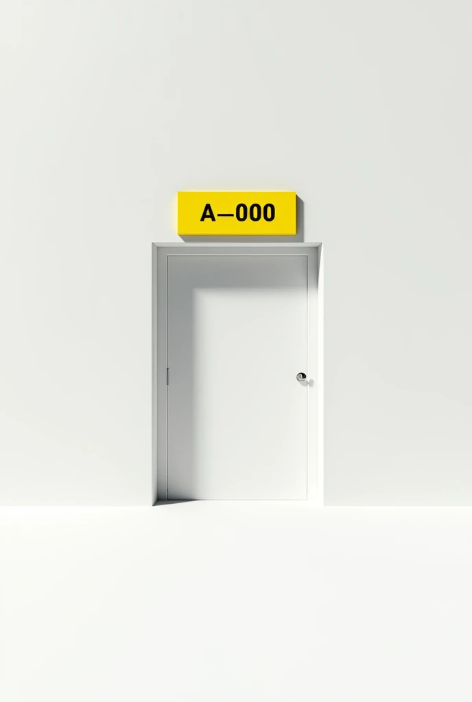 A door in a white wall with a yelloe bright sign that says "A-000"